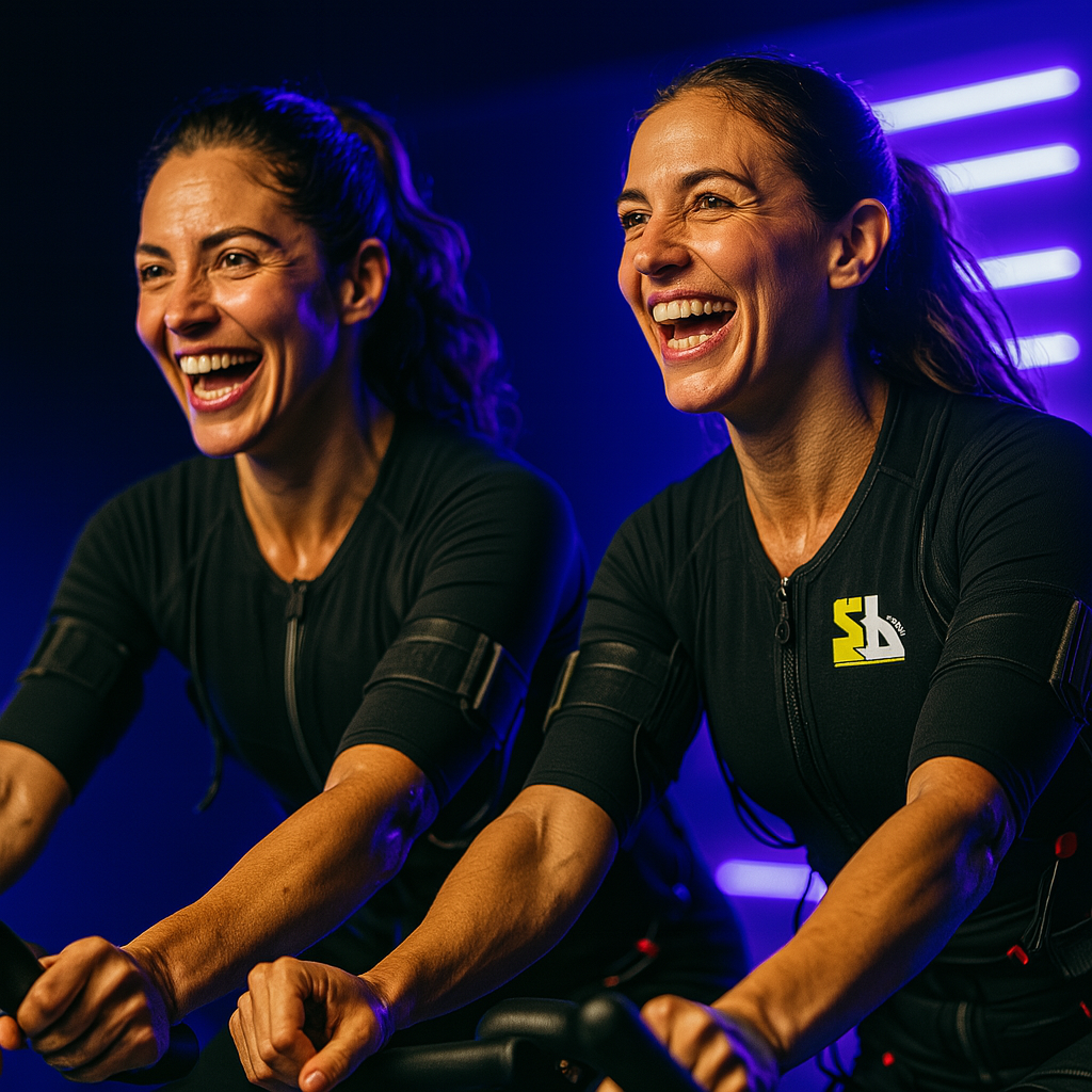 Séance d'electro bike dans une salle de sport pour femmes Bayonne